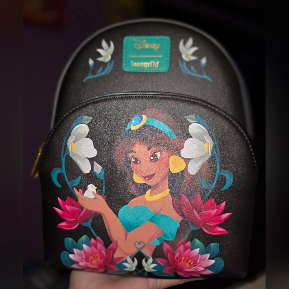 Disney Loungefly Jasmine Floral Mini Backpack - Black & Teal
